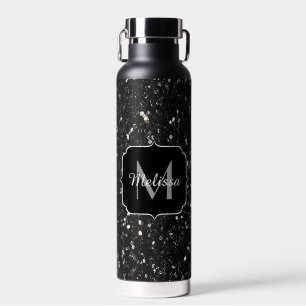 Bouteille D'eau Parties scintillant brillante noire et blanche Mon