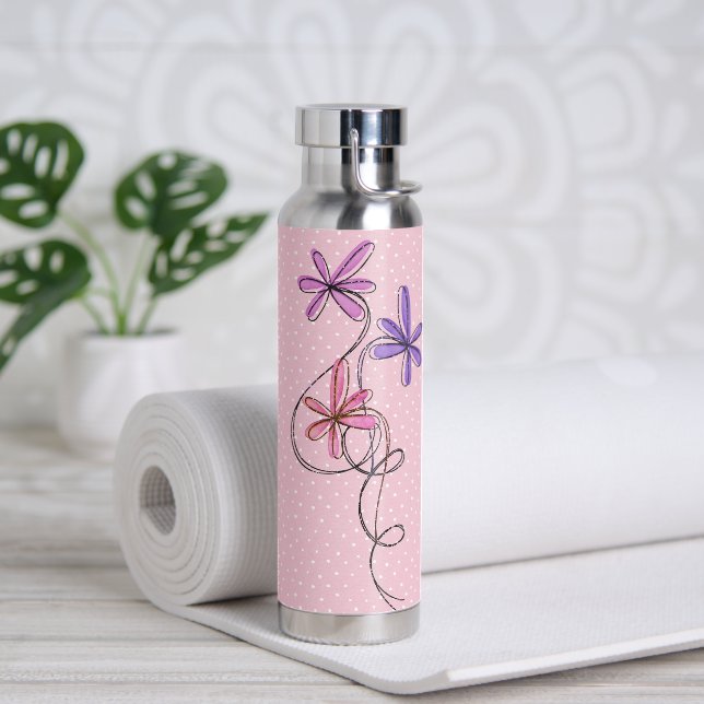 Bouteille D'eau Parties scintillant Doodle Daisis Sur Points (Yoga)
