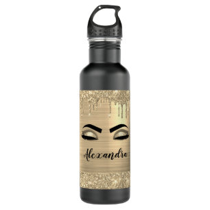 Bouteille D'eau Parties scintillant Gold Sparkle Eyelashes Nom du 
