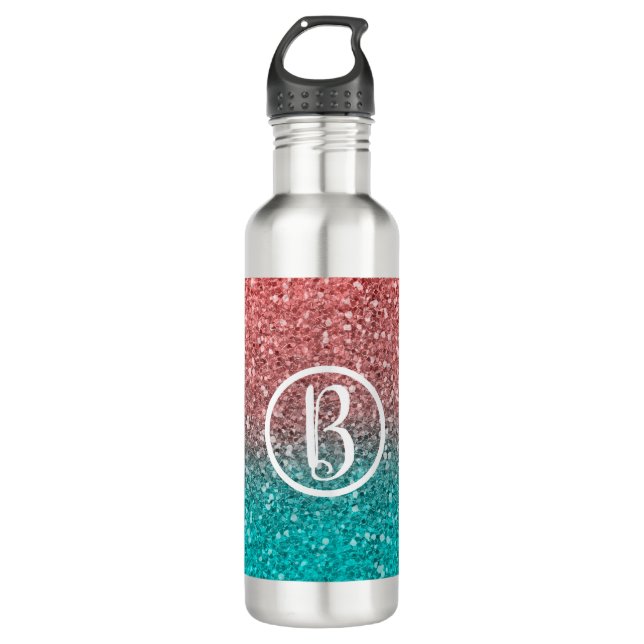 Bouteille D'eau Parties scintillant rose Turquoise Aqua bleu et vi (Devant)