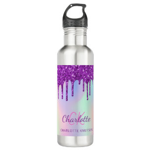 Bouteille D'eau Parties scintillant rose violet gouttes holographi
