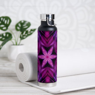 Bouteille D'eau Parties scintillant violette Coeur et Fleur Motif