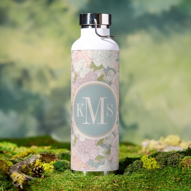 Bouteille D'eau Pastel Peony & Butterfly Flower Motif (Café)