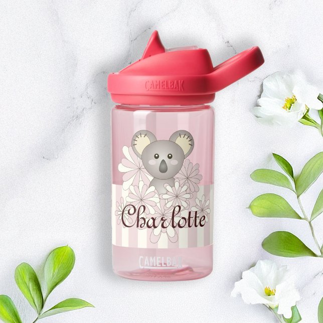 Bouteille D'eau Pastel Rose Stripe mignonne Bébé Koala Enfants (Créateur téléchargé)