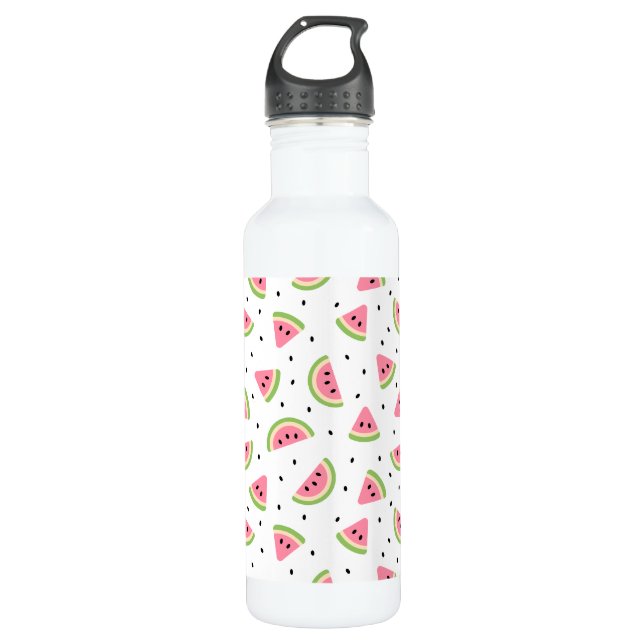 Bouteille D'eau Pastèque rose, Graines de pastèque, Motif d'été (Devant)
