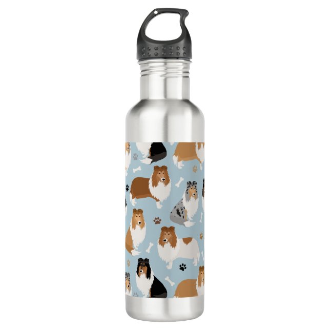 Bouteille D'eau Pâtes et os de collie rugueux (Devant)