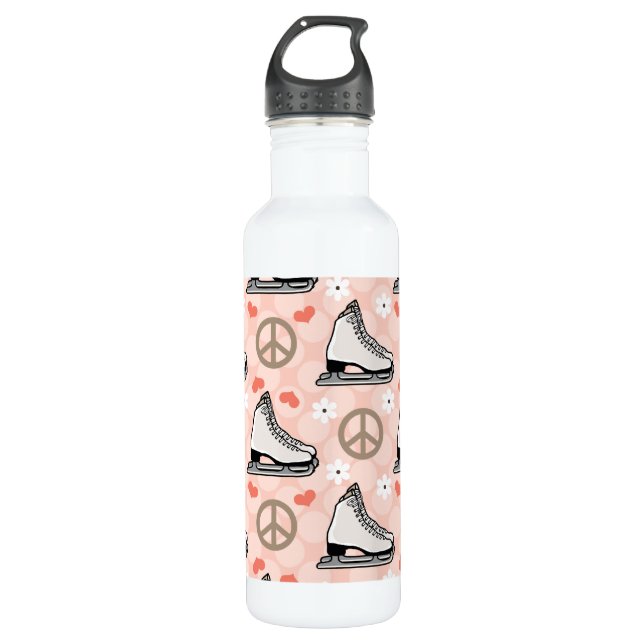 Bouteille D'eau Patinage de glace d'amour de paix BPA librement (Devant)