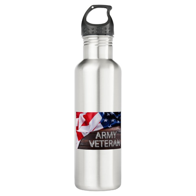 Bouteille D'eau Patriotique "vétéran de l'armée" (Devant)