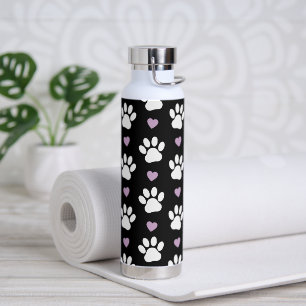 Bouteille D'eau Paw Motif, Chien Paws, White Paws, Lilac Hearts