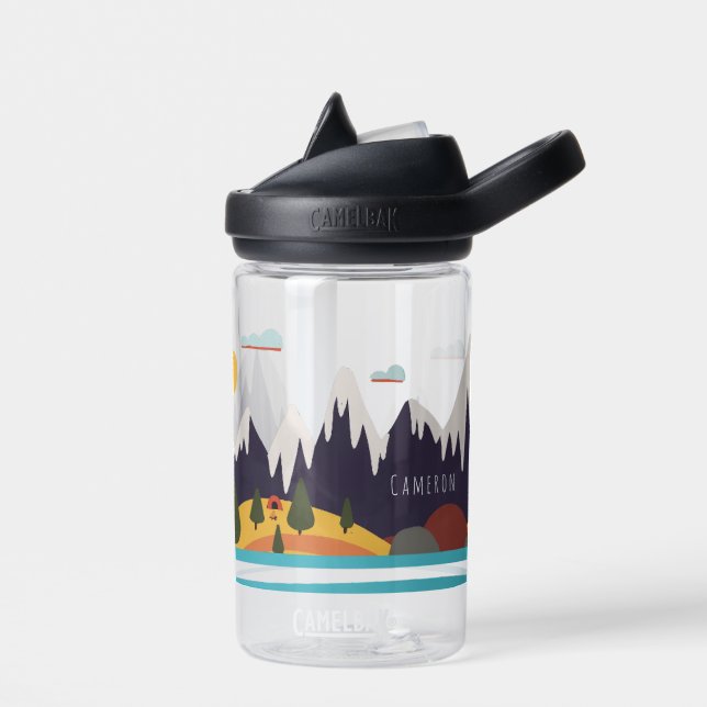 Bouteille D'eau Paysage Montagnard Enfants Avec Nom (Gauche)