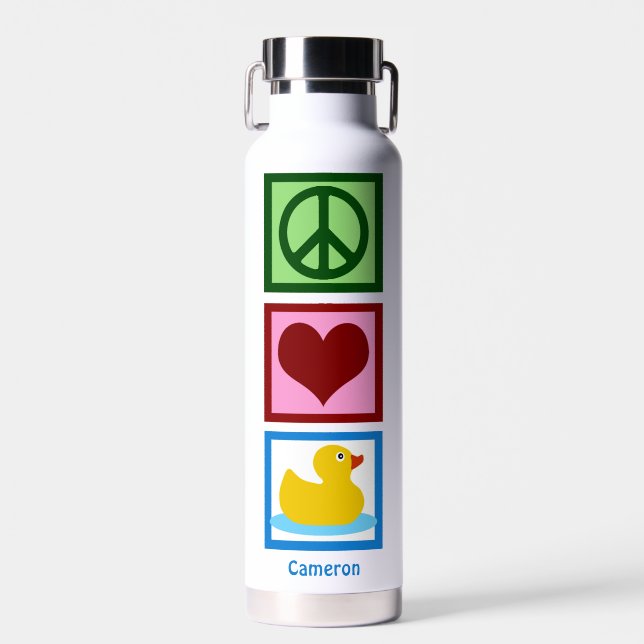 Bouteille D'eau Peace Love Canards Cute Duck Personnalisé (Avant)