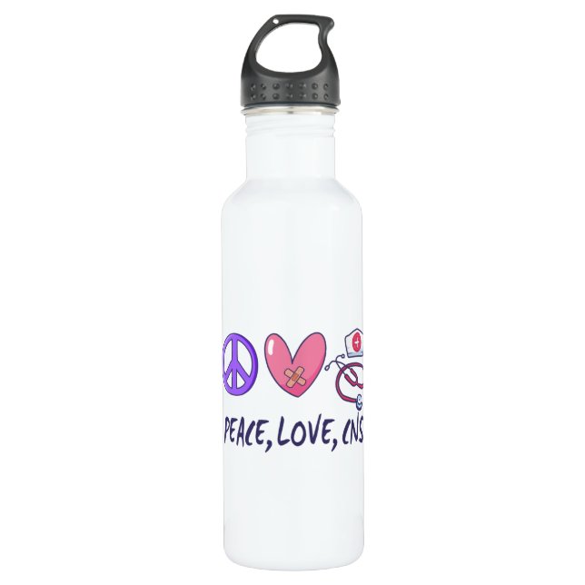 Bouteille D'eau Peace Love CNS Nurse (Devant)