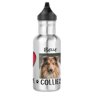 Bouteille D'eau Peace Love Collies Amoureux de les chiens