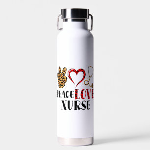 Bouteille D'eau Peace Love Nurse - Cute Nurse Design (2)