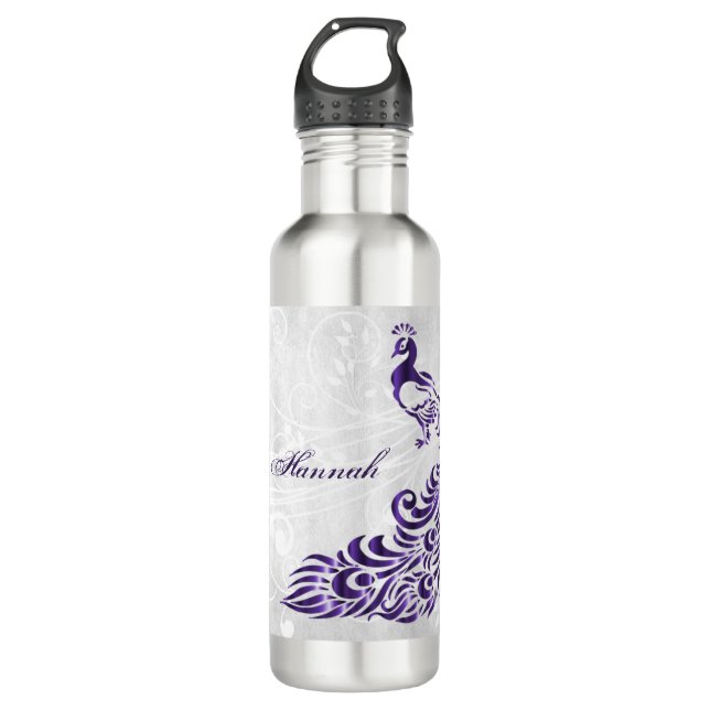 Bouteille D'eau Peacock violet personnalisé (Devant)