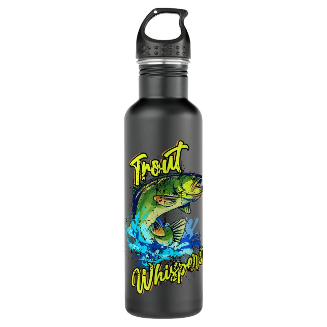 Bouteille D'eau Pêcheur Motif Truite Wisperer Pêche à la mouche (Devant)
