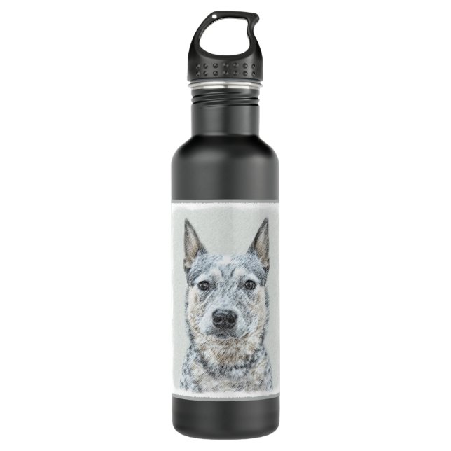 Bouteille D'eau Peinture australienne sur le chien de bétail - Bea (Devant)