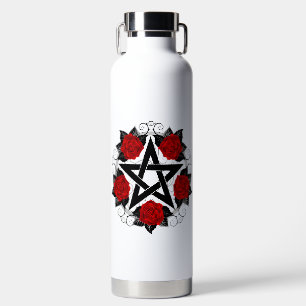 Bouteille D'eau Pentagramme aux roses rouges