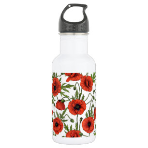 Bouteille D'eau Pépites, rouge et vert sur blanc
