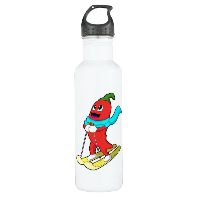 Bouteille D'eau Pepper en Skier avec Ski (Devant)