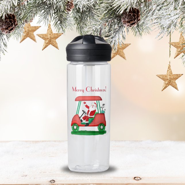 Bouteille D'eau Père Noël In Golf Panier Joyeux Noël (Stay refreshed in holiday style with Santa on the links water bottle!)