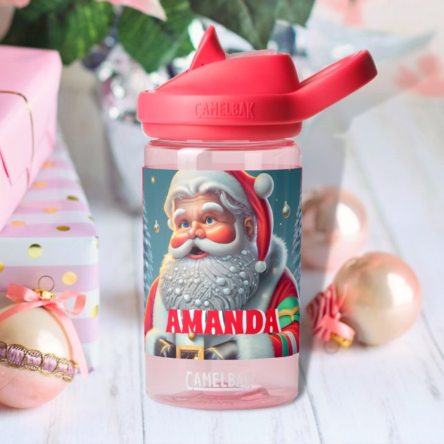 Bouteille D'eau Père Noël Noël Nom personnalisé des enfants (Créateur téléchargé)
