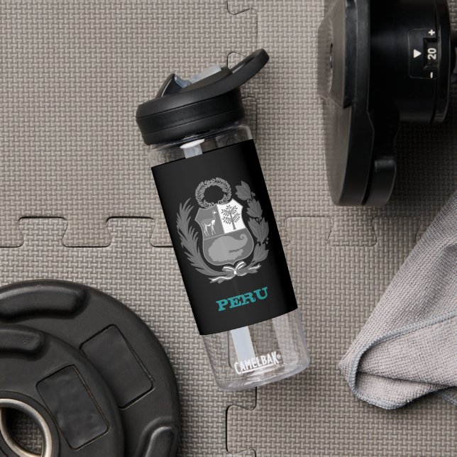 Bouteille D'eau Pérou Fitness & Armoiries du Pérou / drapeau (Droite)