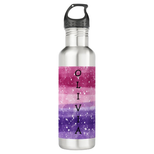 Bouteille D'eau Personalisé violet rose tacheté (Devant)