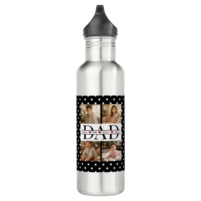 Bouteille D'eau Personalized Dad Photo Collage & Kids Name (Droite)