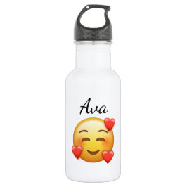 Bouteille D'eau Personalized Name Water Bottle with Hearts Emoji