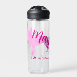 Bouteille D'eau Personalized Pastel Pink Chihuahua Water Bottle