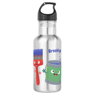 Bouteille D'eau Personnages de peinture et de pinceau mignons