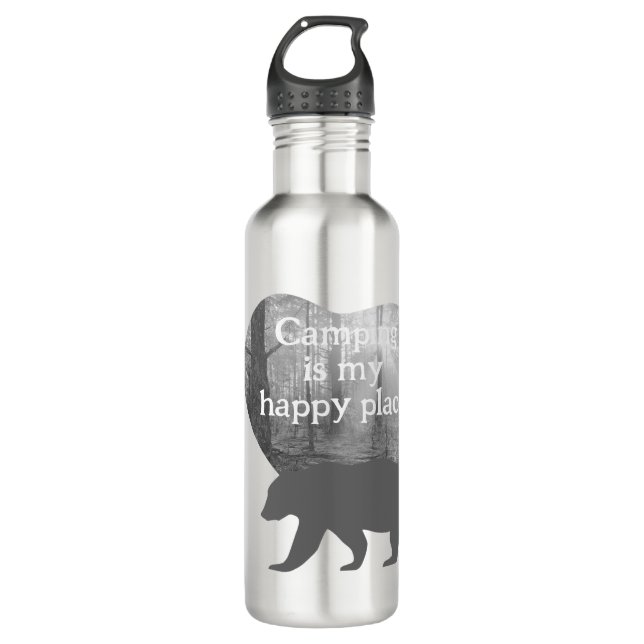 Bouteille D'eau Personnalisable "Camping is my happy place" (Devant)