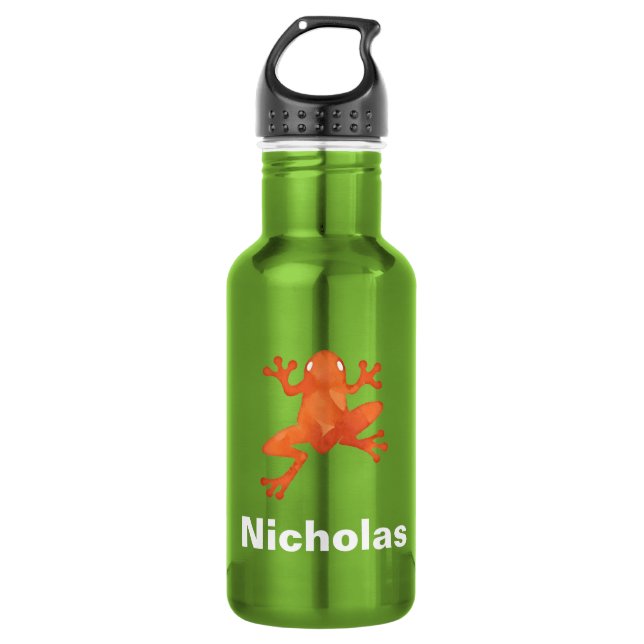 Bouteille D'eau Personnalisation de la grenouille orange (Devant)