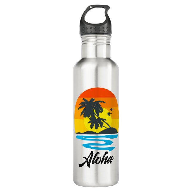 Bouteille D'eau Personnalisé Aloha Tropical Hawaiian (Devant)