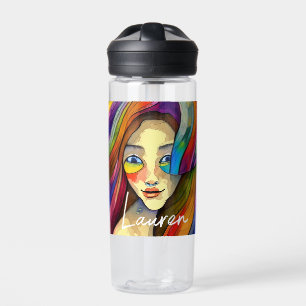 Bouteille D'eau Personnalisé Colorful Abstrait Art Joli fille