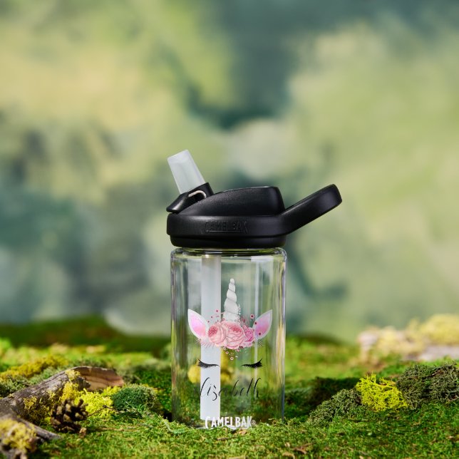 Bouteille D'eau Personnalisé Cute Rose Kids Unicorn (Extérieur)
