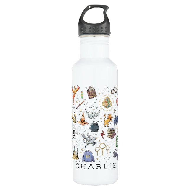 Bouteille D'eau Personnalisé | Icônes HARRY POTTER™ (Devant)