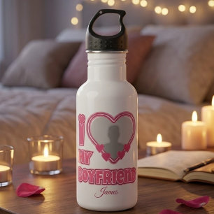 Bouteille D'eau Personnalisé J'aime mon petit ami – Ajouter une ph