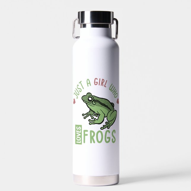 Bouteille D'eau Personnalisé Juste une fille qui aime les grenouil (Avant)