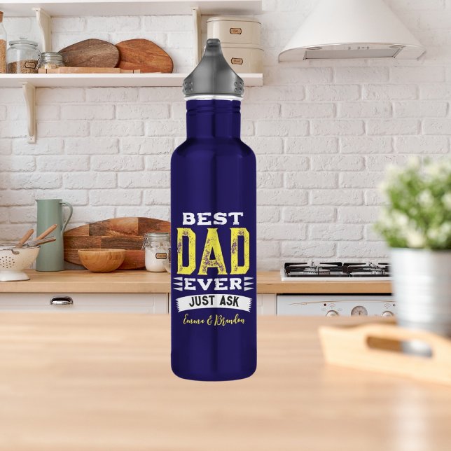 Bouteille D'eau Personnalisé Meilleur Papa Papa Père Toujours Pose (Créateur téléchargé)
