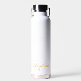 Bouteille D'eau Personnalisé Monogramme moderne blanc À damiers Mo