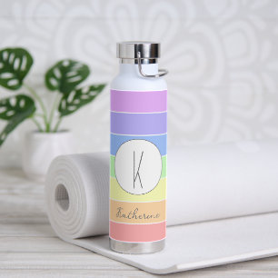 Bouteille D'eau Personnalisé Monogramme Pastel Arc-en-ciel Grandes