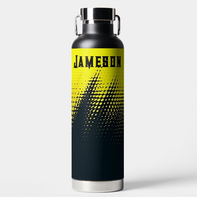 Bouteille D'eau Personnalisé noir et jaune (Avant)