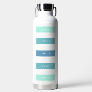 Bouteille D'eau Personnalisé Vert Bleu Pause Inhale Exhale Respira
