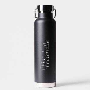 Bouteille D'eau Personnalisé Votre Nom Script Mariage Noir 