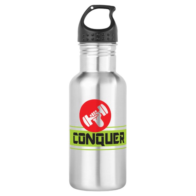 Bouteille d'eau personnalisée (18 oz), Acier inoxy (Devant)