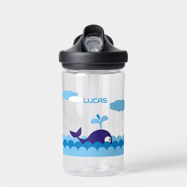 Bouteille D'Eau Personnalisée Avec Nom - Baleine (Avant)