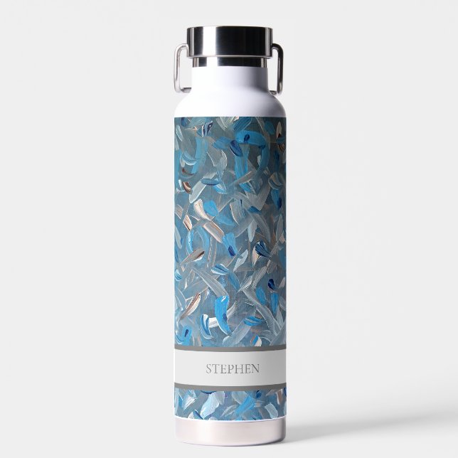 Bouteille d'eau personnalisée bleu foncé (Avant)