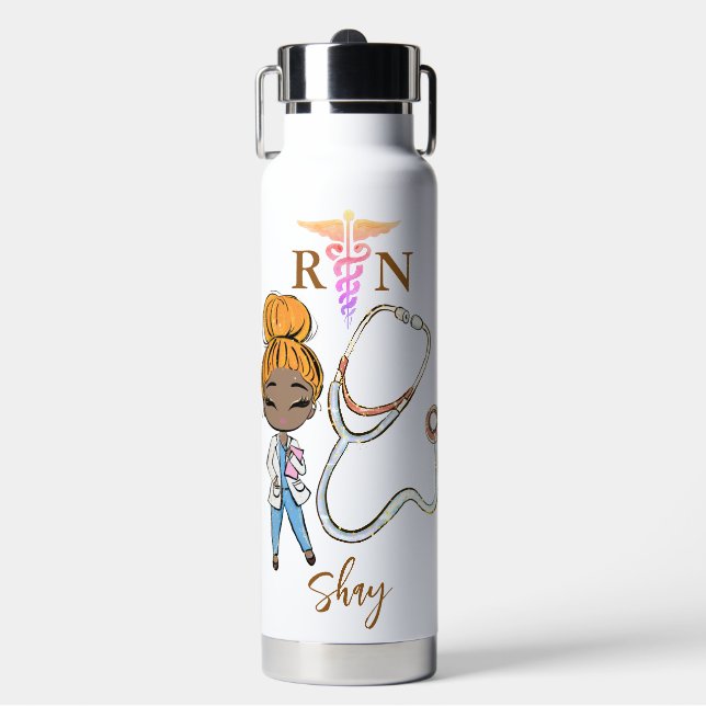 Bouteille D'eau Personnalisée Cute Femmes Infirmière Monogramme Ea (Salle de sport)